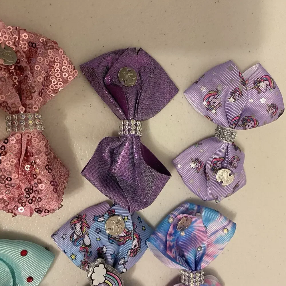 JoJo Siwa Signature Girl Bows Lot of 9 Dance Cheer Pageant Sequin Rainbow